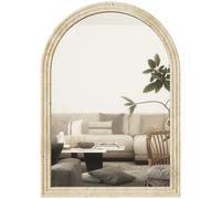 HOMCOM Espejo de Pared Arqueado, Espejo de Baño 50x70 cm con Marco de Imitación de Piedra de 3 Niveles, Estilo Moderno, para Salón, Dormitorio, Entrada y Pasillo, Beige Blanco