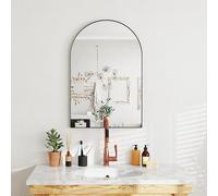 HOMCOM Espejo de pared arqueado, espejo de baño, 60 x 90 cm, alta definición, con marco de aleación de aluminio, para dormitorio, salón, pasillo, negro