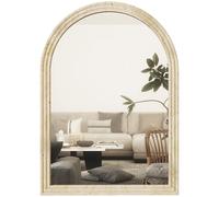 HOMCOM Espejo de Pared Arqueado, Espejo de Baño 60x90 cm con Marco de Imitación de Piedra de 3 Niveles, Estilo Moderno, para Salón, Dormitorio, Entrada y Pasillo, Beige
