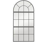 HOMCOM Espejo de pared arqueado espejo de pared con forma de ventana conjunto de 3 piezas marco de metal 76x43 cm Negro Aosom España