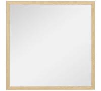 HOMCOM Espejo de pared cuadrado 50 x 50 cm, marco de madera natural, ideal para el cuarto de baño, el salón o el dormitorio