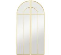 HOMCOM Espejo de Pared Dorado Espejo Decorativo con Diseño en Arco y 2 Piezas 30x120 cm Reflejos Claros y Fácil Instalación