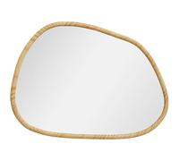 HOMCOM Espejo de pared, espejo decorativo, forma orgánica, 80 x 60 cm, horizontal o vertical, con marco de madera de pino, espejo colgante para baño, dormitorio, sala de estar, pasillo, natural