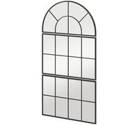 HOMCOM Espejo de pared moderno con forma de arco, espejo para dormitorio con ventana, espejo para entrada y salón con 3 ganchos, 76 x 43 cm, negro