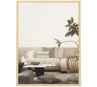 HOMCOM Espejo de pared rectangular 60 x 80 cm, marco de madera natural, ideal para el cuarto de baño, el salón o el dormitorio