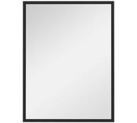 HOMCOM Espejo de pared rectangular 60 x 80 cm, marco de madera negro, ideal para el cuarto de baño, el salón o el dormitorio