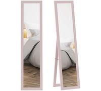 HOMCOM Espejo de Pie Cuerpo Entero 157x37 cm, Espejo de Cuerpo Entero con Soporte, 3 Formas de Uso, Independiente, Montaje Pared y Apoyado, para Salón, Entrada, Dormitorio, Rosa Perla Claro