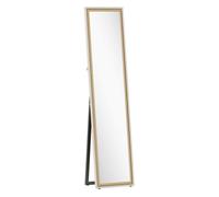 Homcom espejo de pie cuerpo entero 157x37 cm, espejo grande de pared con marco bicolor, de pie, inclinado o colgante, para salón, dormitorio, pasillo, entrada, blanco y natural claro