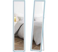 HOMCOM Espejo de Pie Cuerpo Entero 157x37 cm, Espejo Grande de Pared con Marco Bicolor, de Pie, Inclinado o Colgante, para Salón, Dormitorio, Pasillo, Entrada, Blanco y Azul