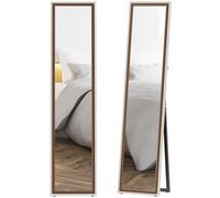 HOMCOM Espejo de Pie Cuerpo Entero 157x37 cm, Espejo Grande de Pared con Marco Bicolor, de Pie, Inclinado o Colgante, para Salón, Dormitorio, Pasillo, Entrada, Blanco y Marrón Oscuro