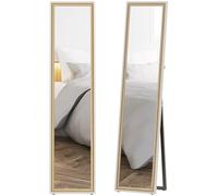 HOMCOM Espejo de Pie Cuerpo Entero 157x37 cm, Espejo Grande de Pared con Marco Bicolor, de Pie, Inclinado o Colgante, para Salón, Dormitorio, Pasillo, Entrada, Blanco y Natural Claro