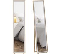 HOMCOM Espejo de Pie Cuerpo Entero 157x37 cm, Espejo Grande de Pared con Marco Bicolor, de Pie, Inclinado o Colgante, para Salón, Dormitorio, Pasillo, Entrada, Plateado y Natural