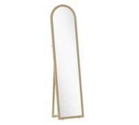 Homcom espejo de pie cuerpo entero 160x40 cm con marco efecto piedra, espejo de pared rectangular para colgar con soporte, 2 formas de uso, para salón, entrada y dormitorio, beige