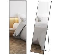 HOMCOM Espejo de Pie Cuerpo Entero 161,5x50 cm con Marco de Aleación de Aluminio Espejo Pared Rectangular con 2 Formas de Uso para Pasillo Dormitorio Salón Vestuario Negro