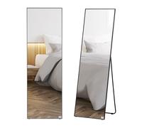 HOMCOM Espejo de Pie de Aleación de Aluminio Espejo de Cuerpo Entero de Pared con 2 Formas de Uso Rectangular 50x37x58,5 cm Negro Aosom España