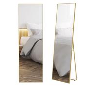 HOMCOM Espejo de Pie Cuerpo Entero con Marco de Aleación de Aluminio Espejo de Pared Rectangular con 2 Formas de Uso para Pasillo Dormitorio Salón 50x161,5x2 cm Dorado