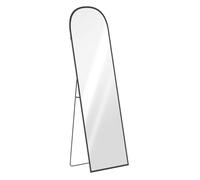 Homcom espejo de pie cuerpo entero 165x60 cm, espejo de pared rectangular con soporte, marco de aleación de aluminio, 2 formas de uso, para salón, entrada y dormitorio, negro