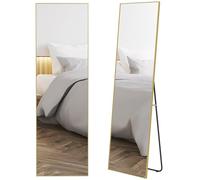 HOMCOM Espejo de Pie Cuerpo Entero con Marco de Aleación de Aluminio Espejo de Pared Rectangular con 2 Formas de Uso para Pasillo Dormitorio Salón 50x161,5x2 cm Dorado