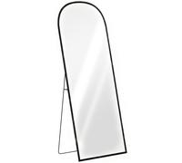 HOMCOM Espejo de Pie Cuerpo Entero de Aleación de Aluminio Espejo de Pared con 2 Formas de Uso Rectangular 60x1,5x165 cm Negro