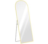 HOMCOM Espejo de Pie Cuerpo Entero de Aleación de Aluminio Espejo de Pared con 2 Formas de Uso Rectangular 60x1,5x165 cm Dorado