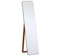 HOMCOM Espejo de Pie Espejo de Cuerpo Entero Rectangular con 2 Formas de Uso Madera de Pino 37x43x156 cm Nogal Aosom España