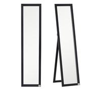 HOMCOM Espejo de Pie Cuerpo Entero Espejo de Pared Rectangular con 2 Formas de Uso Moderno para Pasillo Dormitorio Sala de Estar 37x37x154 cm Negro