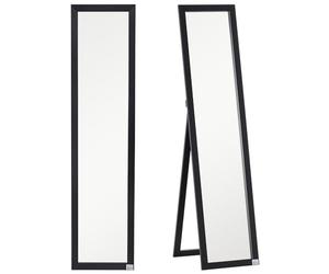 HOMCOM Espejo de Pie Cuerpo Entero Espejo de Pared Rectangular con 2 Formas de Uso Moderno para Pasillo Dormitorio Sala de Estar 37x37x154 cm Negro