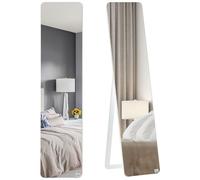 HOMCOM Espejo de Pie Cuerpo Entero Rectangular Espejo Pared con 2 Formas de Uso Marco de Madera de Pino Moderno para Pasillo Dormitorio Sala de Estar 37x43x156 cm Blanco