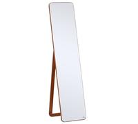 HOMCOM Espejo de Pie Espejo de Cuerpo Entero Rectangular con 2 Formas de Uso Madera de Pino 37x43x156 cm Nogal Aosom España