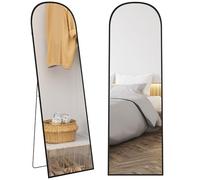 HOMCOM Espejo de pie, Espejo de Pared Rectangular, Redondeado, Marco de Aluminio, Soporte para Entrada, Dormitorio, vestidor, 50 x 161,5 cm, Negro