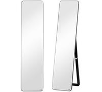 HOMCOM Espejo de Pino 37x43x156 cm Espejo de Pie con Marco en Madera de Pino Moderno Negro Aosom España