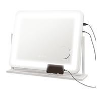 HOMCOM Espejo de Tocador Giratorio 58x46 cm con 3 Modos de Iluminación Ajustables Interruptor Táctil Espejo de Aumento Blanco