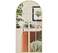 HOMCOM Espejo Decorativo de Pared 2 Piezas 30x120 cm Arco Metal Dorado para Salón Dormitorio Entrada
