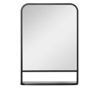 HOMCOM Espejo Decorativo de Pared 50x70 cm Espejo Rectangular de Metal con Estante de Almacenamiento para Salón Dormitorio Entrada Estilo Moderno Negro