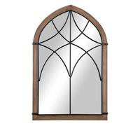 HOMCOM Espejo Decorativo de Pared de Madera 93x60 cm Espejo de Ventana con 2 Ganchos Estilo Vintage para Salón Dormitorio Comedor Entrada Marrón