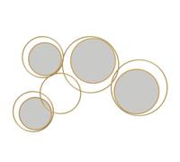 HOMCOM Espejo Decorativo de Pared de Metal 3D 4 Espejos 110x68 cm Dorado | Adorno de Pared Metálico, Redondos, para Salón Dormitorio Pasillo