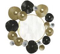 HOMCOM Espejo Decorativo de Pared, Metálico, 84x84 cm, Dorado y Negro | Adorno de Pared, con Espejo Decorativo, para Salón, Dormitorio, Pasillo