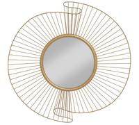 HOMCOM Espejo decorativo redondo 60 cm con fijación a 360°, decoración mural de metal moderna con detalles plisados, dorado Aosom España