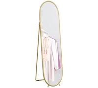 HOMCOM Espejo grande con pie, espejo ovalado, marco de metal dorado, con soporte para entrada, dormitorio, vestidor, 40 x 160 cm
