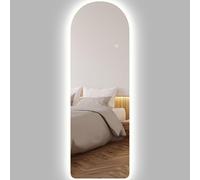 HOMCOM Espejo Grande de Pared 120 x 40 cm con iluminación LED Espejo curvo sin marco, Anti-explosión, intensidad variable y 3 colores de iluminación, para Salón y Dormitorio, Transparente