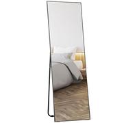 HOMCOM - Espejo Grande Rectangular de Longitud Completa, 50 x 160 cm, Espejo de pie, Pared o poce contra Pared, para Dormitorio, salón y vestidor, Color Negro
