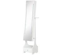 HOMCOM Espejo Joyero con Luces LED con Soporte para Secador Cajón Blanco