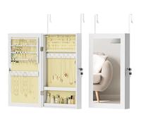 HOMCOM Espejo Joyero de Pared con Cerradura Montar en Pared o Puerta Blanco