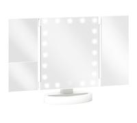 HOMCOM Espejo Maquillaje con Luz Aumento 1X/2X/3X Rotación Libre de 180° 21 Luces LED Interruptor Táctil Blanco