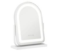 HOMCOM Espejo Maquillaje con Luz LED Espejo Tocador Giratorio con 3 Modos de Iluminación Ajustables Interruptor Táctil Rotación Regulable de 360° y Función de Memoria Blanco