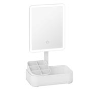 Homcom Espejo Maquillaje Con Luz Led Recargable Rotación De 180° Blanco