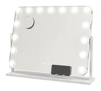 HOMCOM Espejo maquillaje luminoso LED intensidad ajustable espejo aumento puerto de carga USB rotación 360° 63x50 cm Aosom España