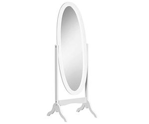 HOMCOM Espejo Ovalado Estilo Shabby Chic Ajustable Inclinación dim. 48L x 46W x 147H cm MDF Blanco