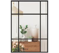 HOMCOM Espejo Rectangular de Pared, 70x50 cm, Espejo de Ventana con Marco de Metal, Decorativo para Salón, Dormitorio, Entrada, Negro