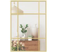 HOMCOM Espejo Rectangular de Pared, 70x50 cm, Espejo de Ventana con Marco de Metal, Decorativo para Salón, Dormitorio, Entrada, Dorado